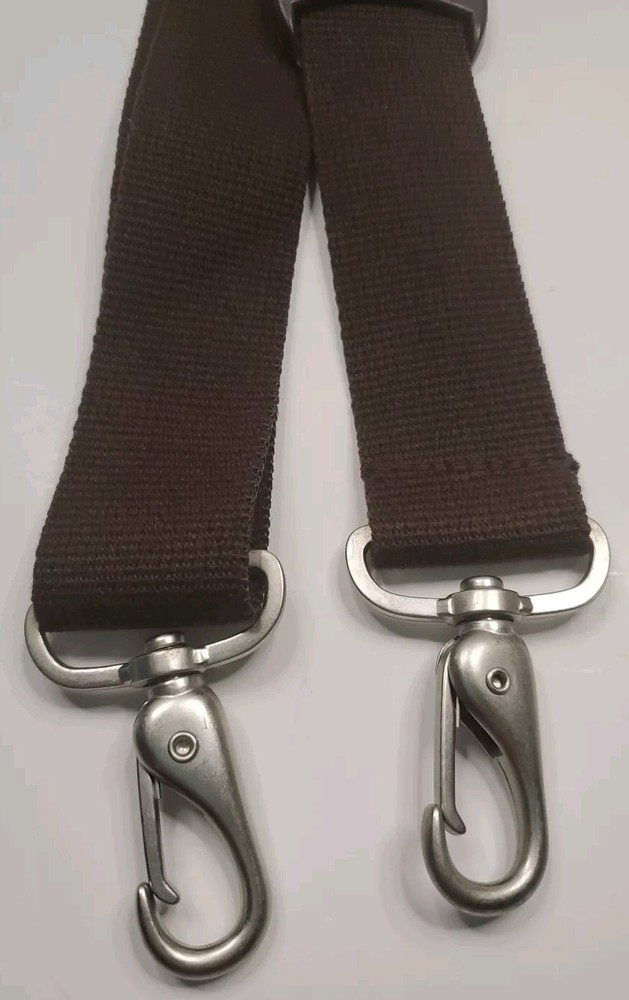 Strap Only 27" Adjustable Brown Canvas 1.5" Wide Heavy Duty Clips