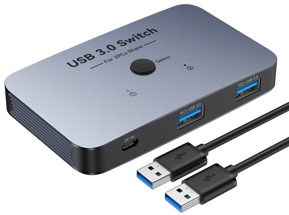Aluminum USB 3.0 Switch, 2 Computers Share 4 Devices, 2-Pack USB 3.0 Cables