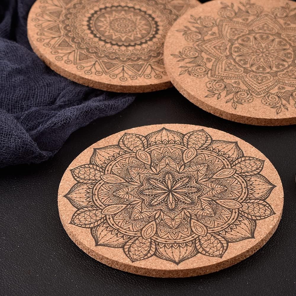 Cork Coasters for Drinks Reusable Cup Coaster Cold or Warm Drinks, Brown