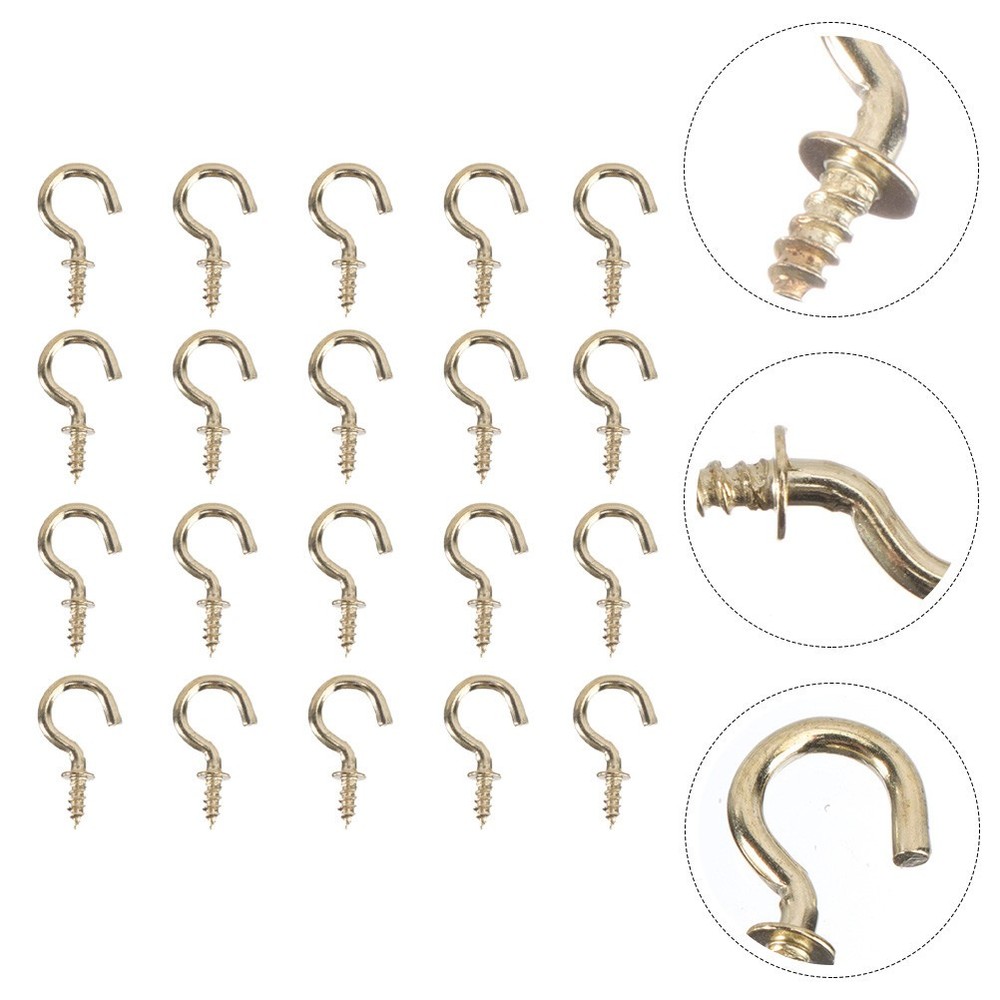 50 Pcs Self Tapping Heavy Duty Iron Screw Hooks Hanging Hooks