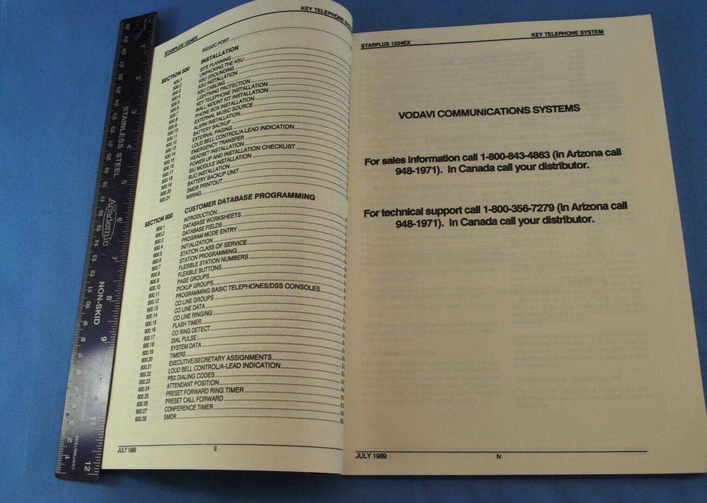 VODAVI Starplus 1224EX Communication Systems Manual Electronic Key System Book