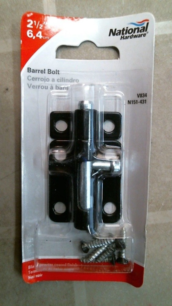 National Hardware N151-431 2-1/2" Barrel Bolt, Black,  FS