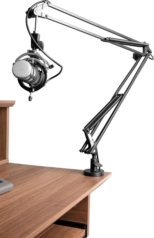 Spring-Loaded Desk-Mounted Microphone Boom Arm for Broadcasts, Podcasts, Content