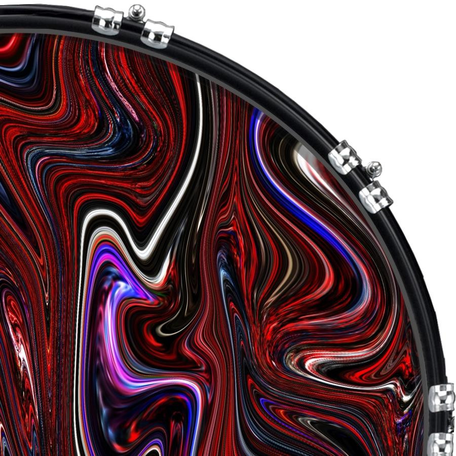 20" Custom Bass Kick Drum Front Head Graphical Graphic Liquid Lines