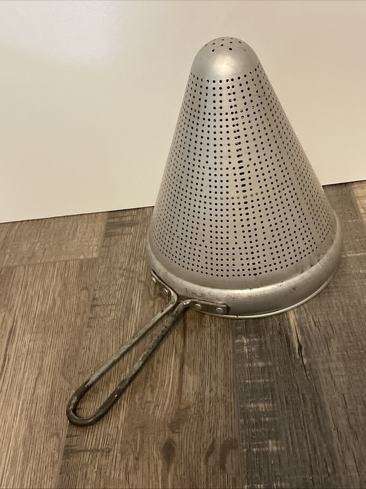 Vintage Aluminum Cone shaped Colander Strainer