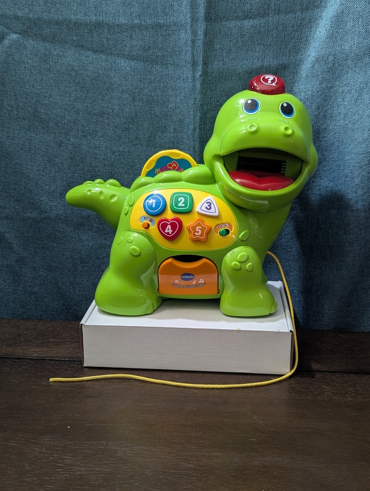 VTech Chomp & Count Dino | Electronic Learning Pull Toy | Tested & Works!