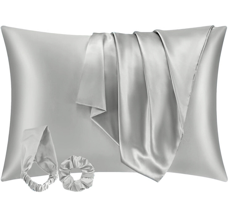 Cj&j Home Satin Pillow Case Set Silver/grey  Color
