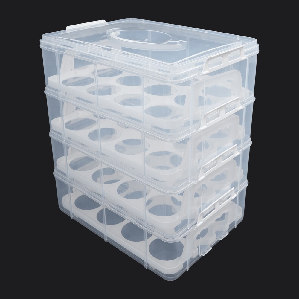 4-Tier Cupcake Carrier with Transparent Design & Easy Carry Handle