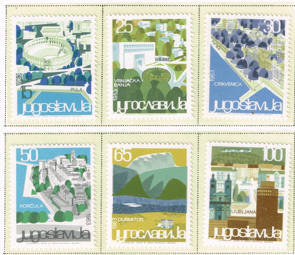 Yugoslavia Famous places view set 1963 MNH