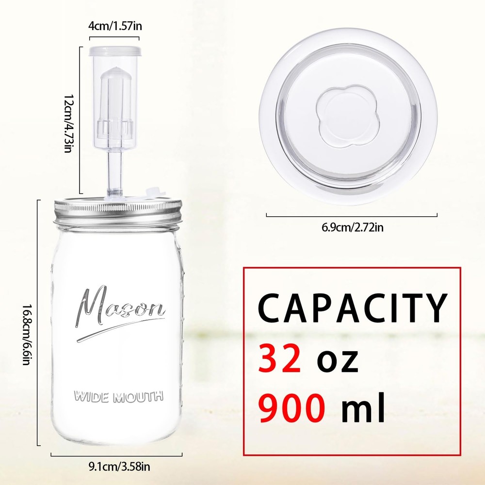 Galssmagic 32 oz Fermentation Jar,2 Pack kit with 32oz
