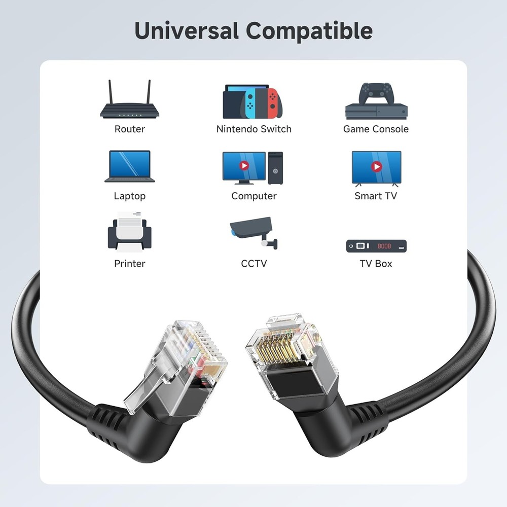 Cable Matters 10ft Rotatable Cat6 Ethernet Cable Right Angle Black