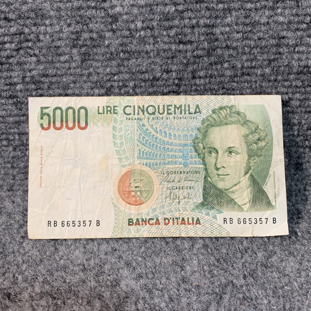 ITALY 1985 5000 LIRE NOTE / BELLINI