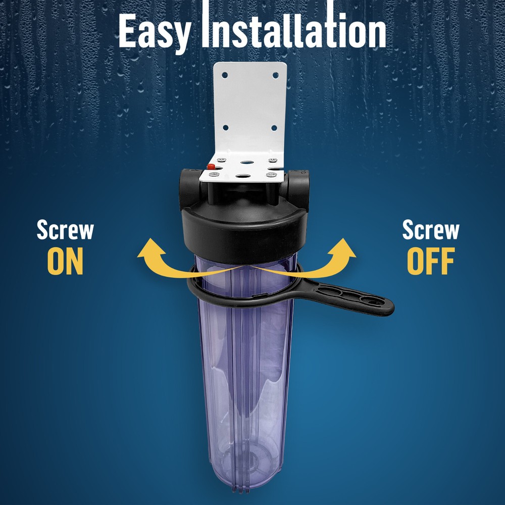 2 Transparent High Capacity 20 x 4.5” Whole House Filter Systems 1” Brass Port