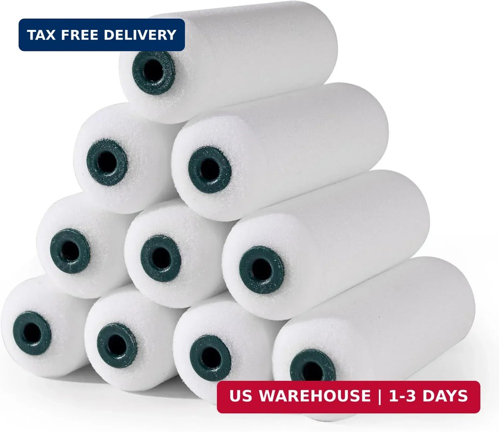 Foam Paint Roller Covers, Paint Roller 4 Inch, 10 Pack, Small Paint Roller, Mini