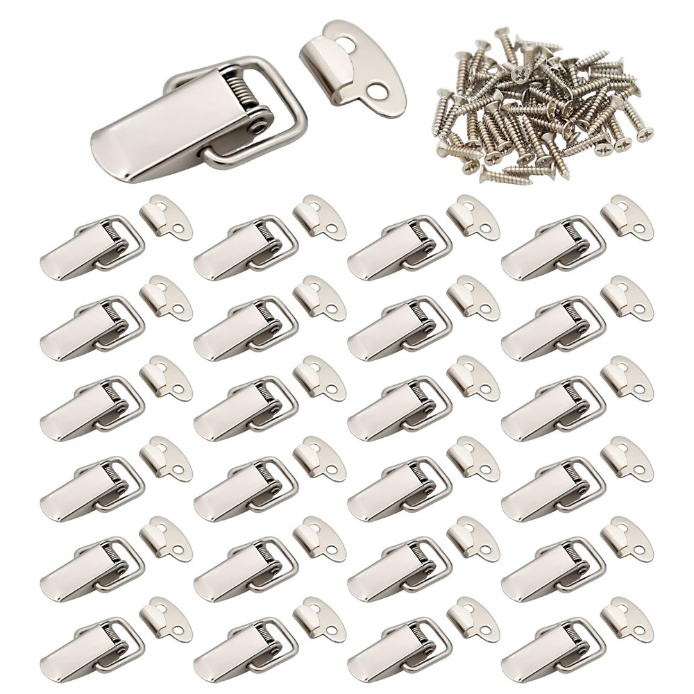 Lesnala 24pcs Small Stainless Steel Spring Toggle Lock with Silver-24pcs