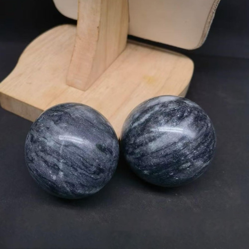 Hmsddan Traditional Chinese Baoding Balls, Marble Small-1.38", Dark Grey