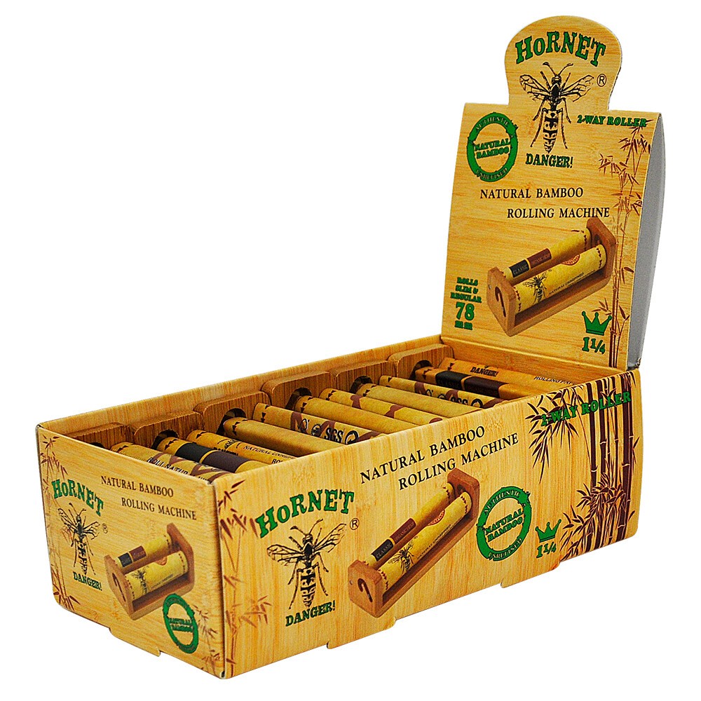 HORNET 1 1/4 Natural Bamboo Cones Roller Cigarette Rolling Machine Maker One Box