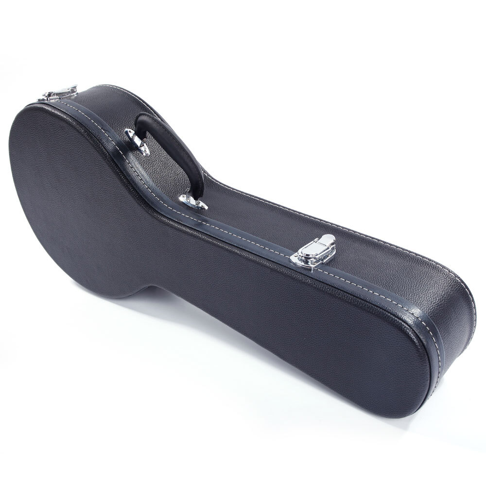 Hardshell A-Style Microgroove Pattern Leather Wood Mandolin Case Black