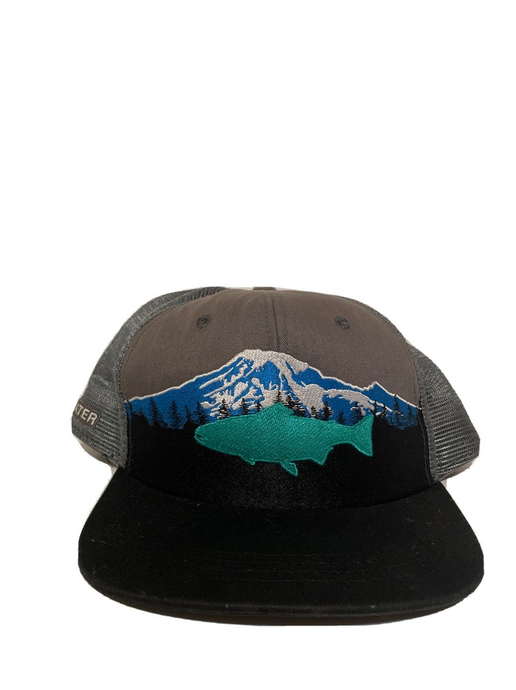 Fish Explore Conserve Mountains & Whale Snapback Trucker Hat Hat Rep Your Water