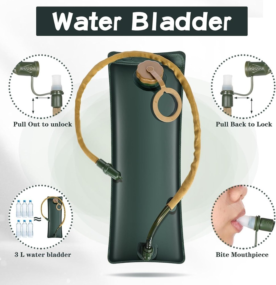 Tactical Hydration Backpack Pack with 3L Water Bladder Military Daypack