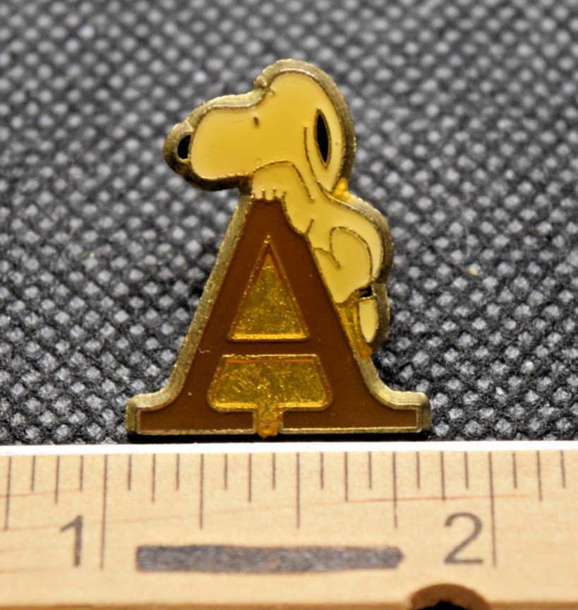 Letter A Snoopy Brown Lapel Pin