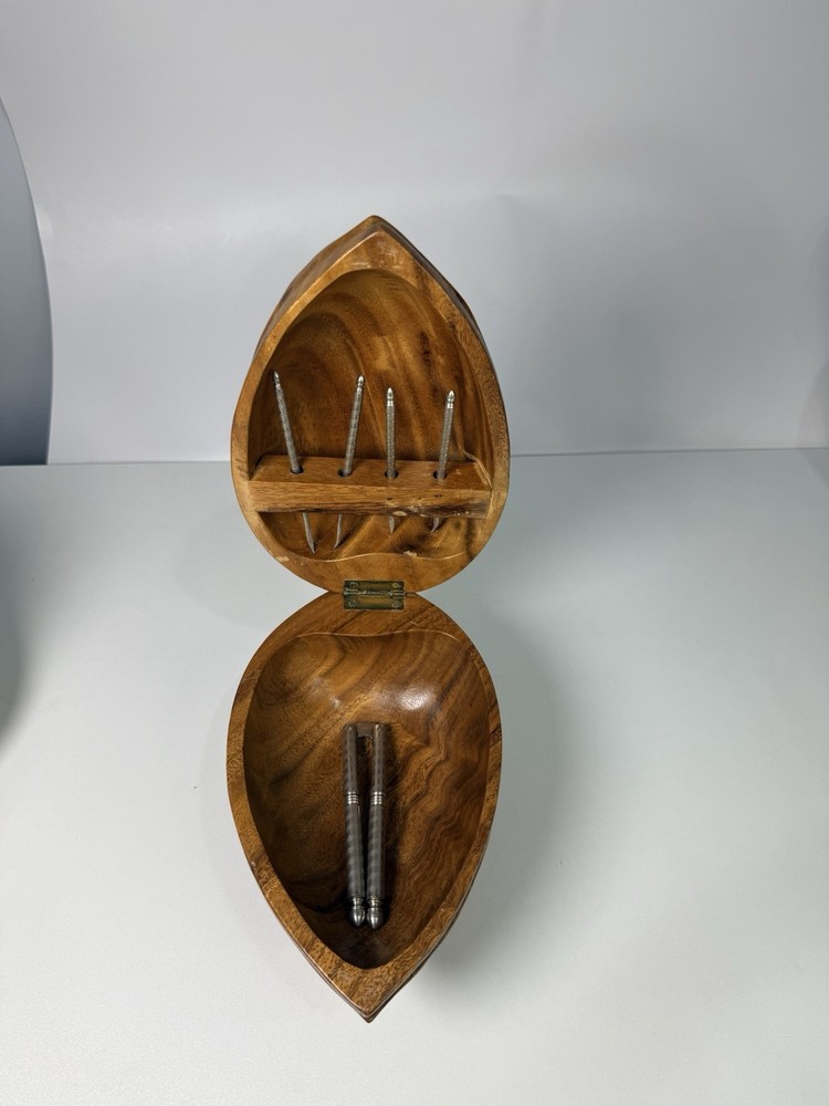 Vintage Walnut Shaped Nutcracker Bowl And Nit Cracker Tools