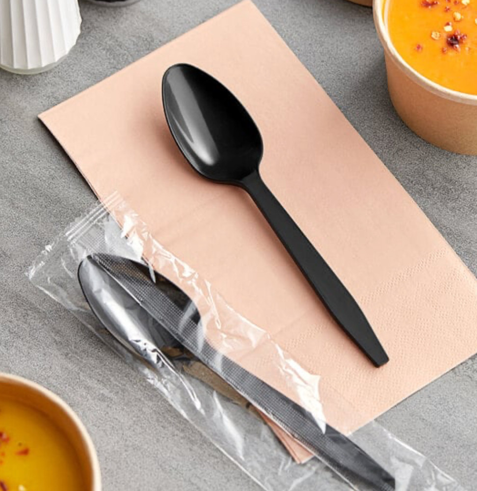 Ningbo Teaspoon Heavyweight Polypropylene Individually Wrapped Black 1000 Pack