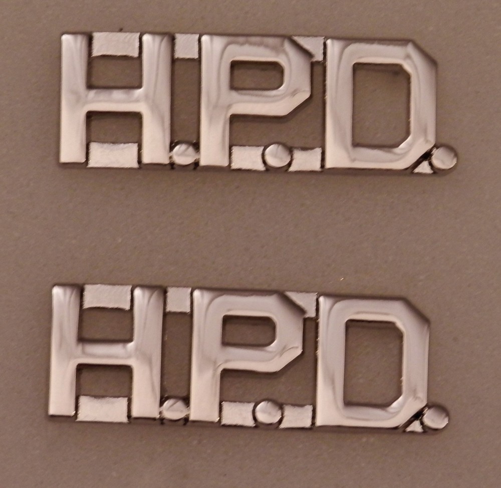 H.P.D. Silver Nickel 1/2" collar lapel uniform pins
