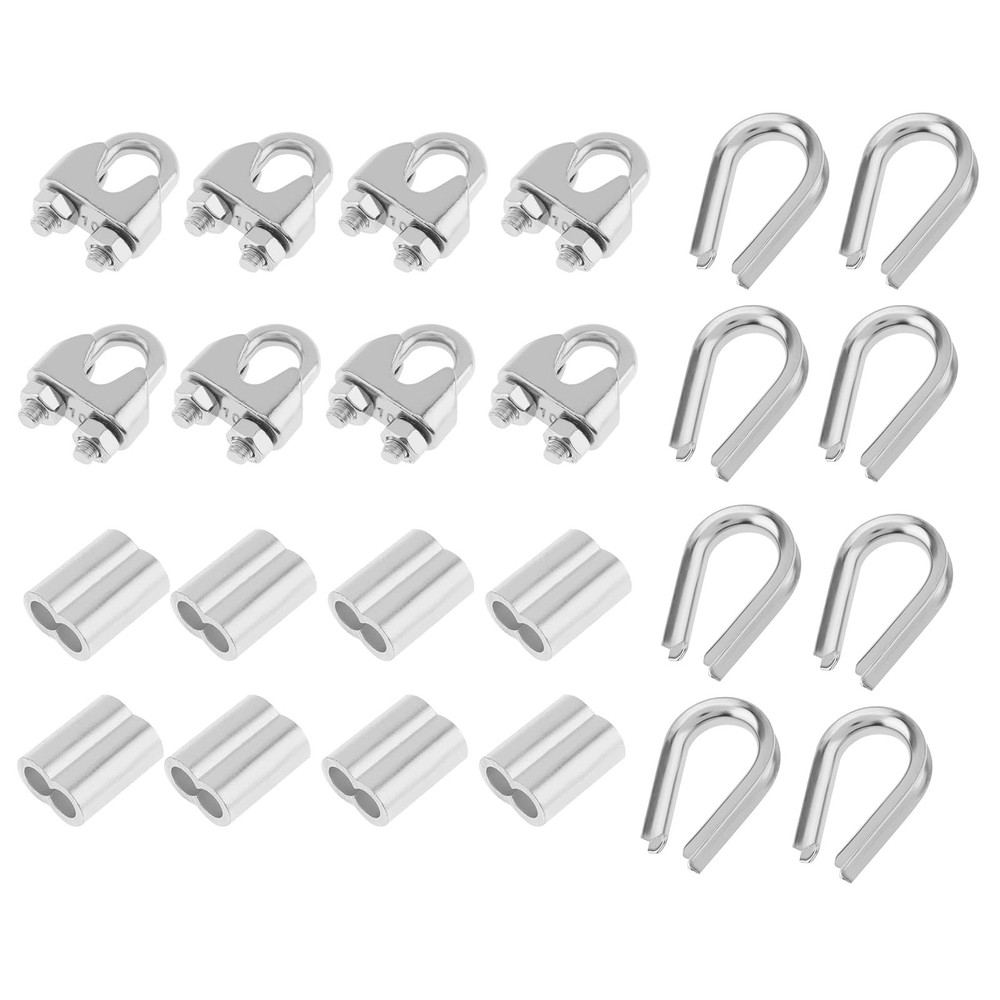 24 Pcs M10 Cable Clamp Thimble Ferrule Set 3/8" Wire Rope Rigging Accessories...