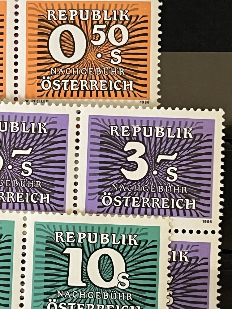 AUSTRIA 1986 - Porto Stamps - Complete Block Set - MNH
