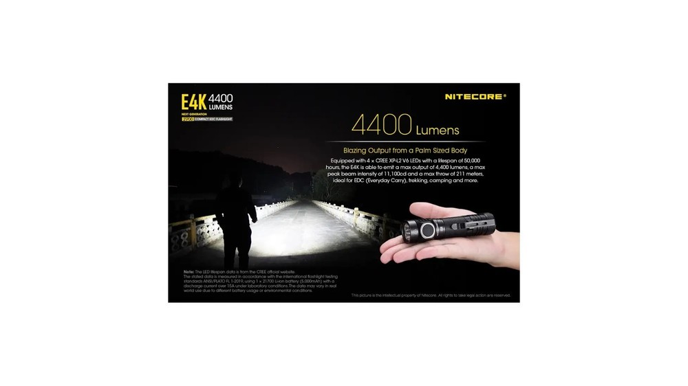 Nitecore E4K CREE XP-L2 V6 EDC Flashlight FL-NITE-E4K