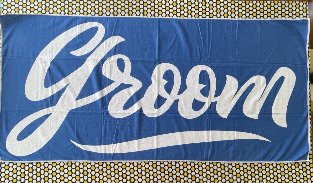 Groom Blue & White Microfiber 58"X27" Wedding Beach Towel
