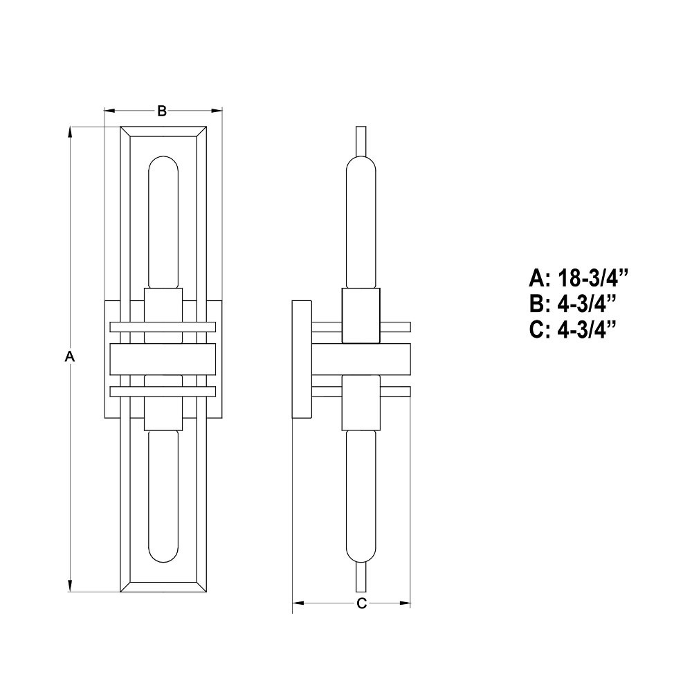 Marquis 2-Light Wall Sconce in Contemporary and Rectangular Style 18.75 Inches