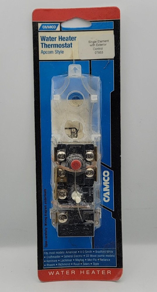 CAMCO 07853 Water Heater THERMOSTAT Single Element W/ Ext Control  D Shaft - NEW