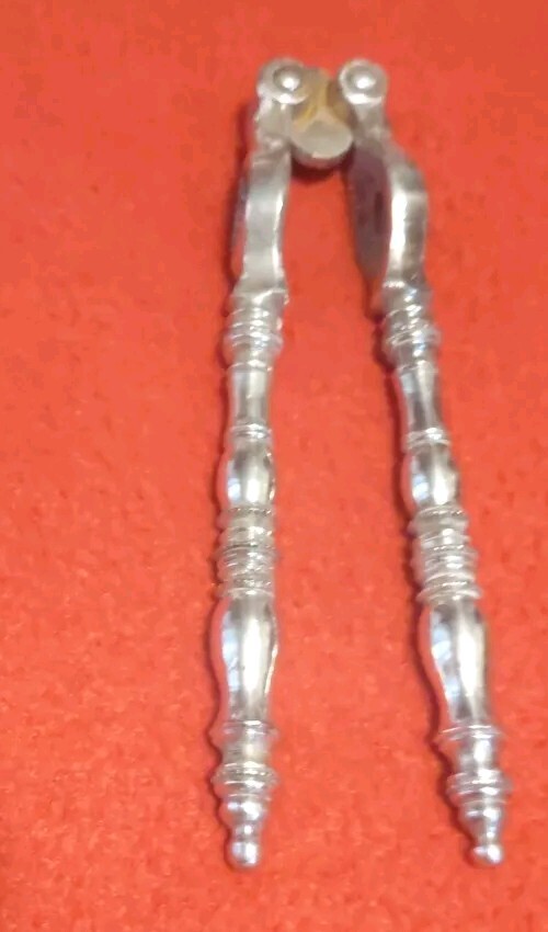 Vintage Silver Plated Ornate Hand Nutcracker 5.75"