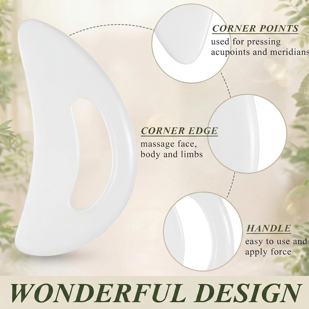 Large Resin Gua Sha Tools Set - 2 Body Scraping Tools with Handle