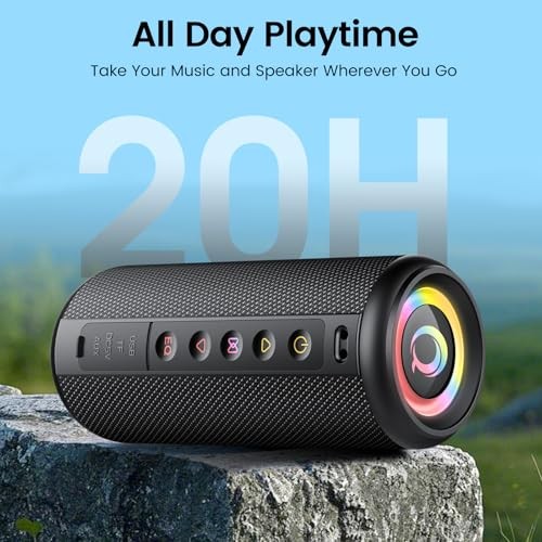 Portable Bluetooth Speaker, 2026 Bluetooth 5.4 Wireless Speaker with 20W Black