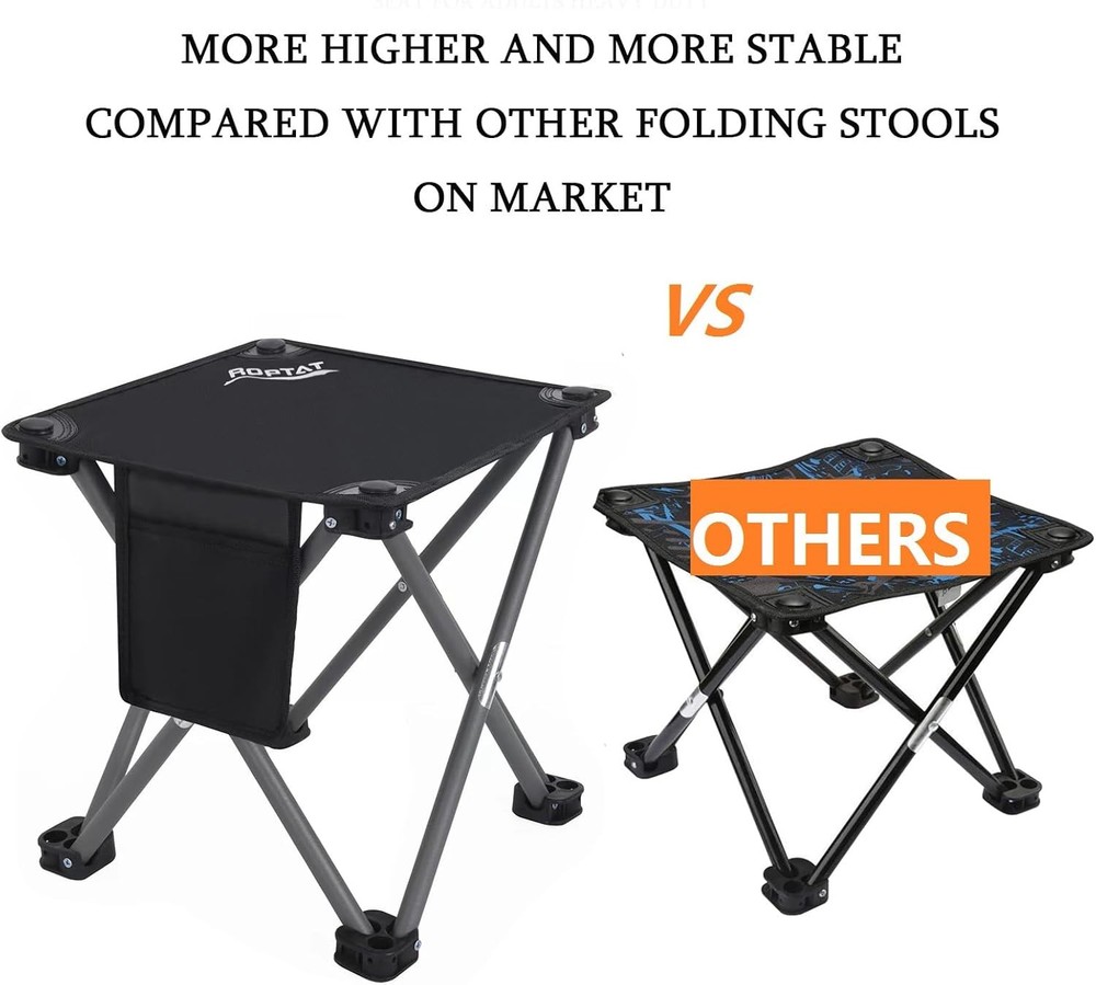 Roptat Camping Stool,Portable Folding Compact Lightweight Stool Seat Black