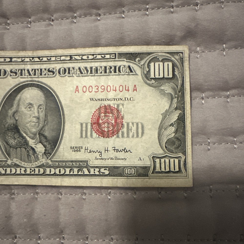 1966 $100 Red Seal note Crisp 00390404