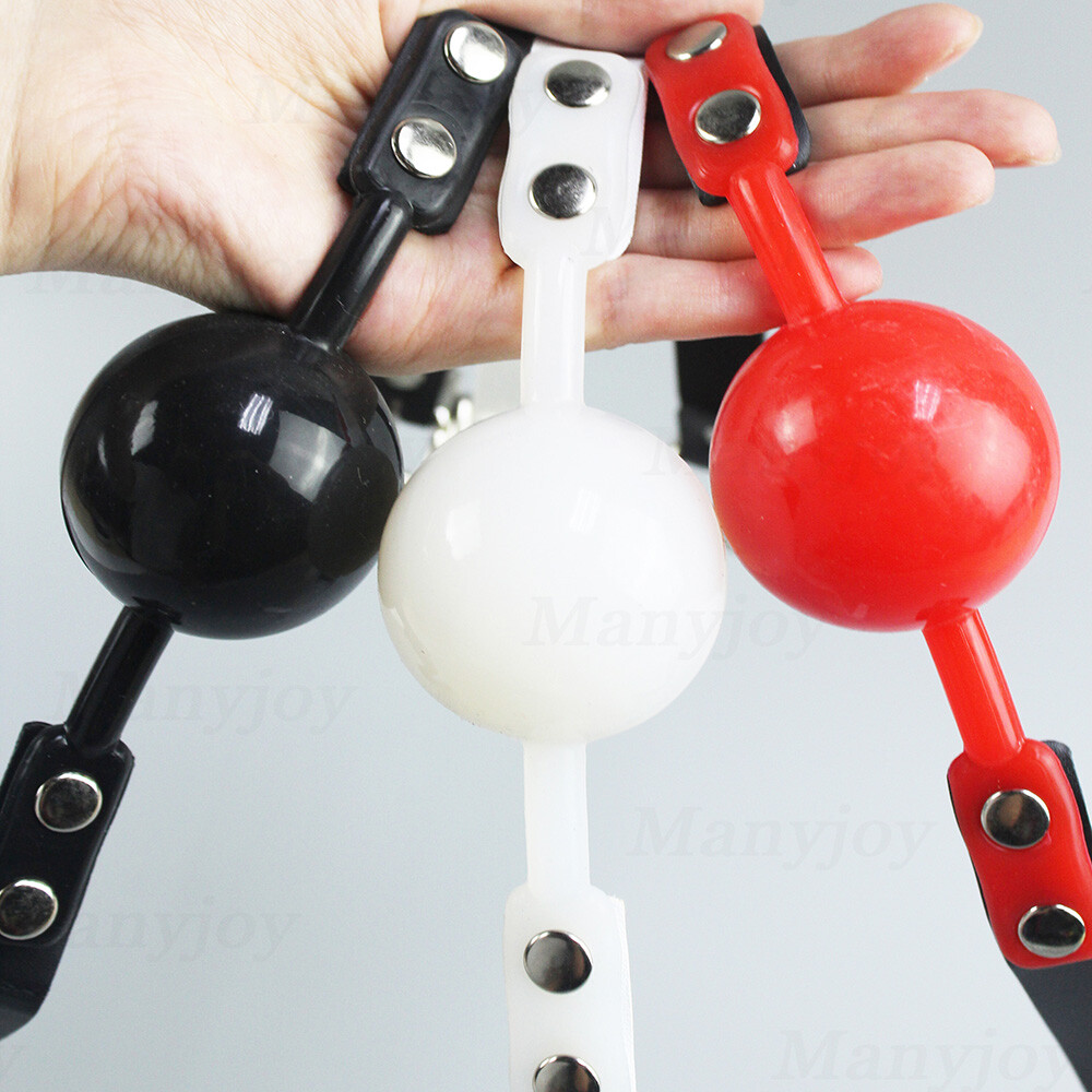 Binding PU Leather 48mm Large Solid Silicone Open Mouth Gags Oral Harness Lock