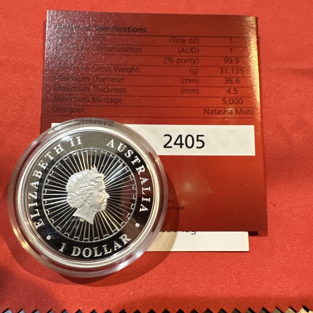2016 AUSTRALIAN OPAL LUNAR MONKEY 1 oz SILVER W/COA & LIT DISPLAY BOX