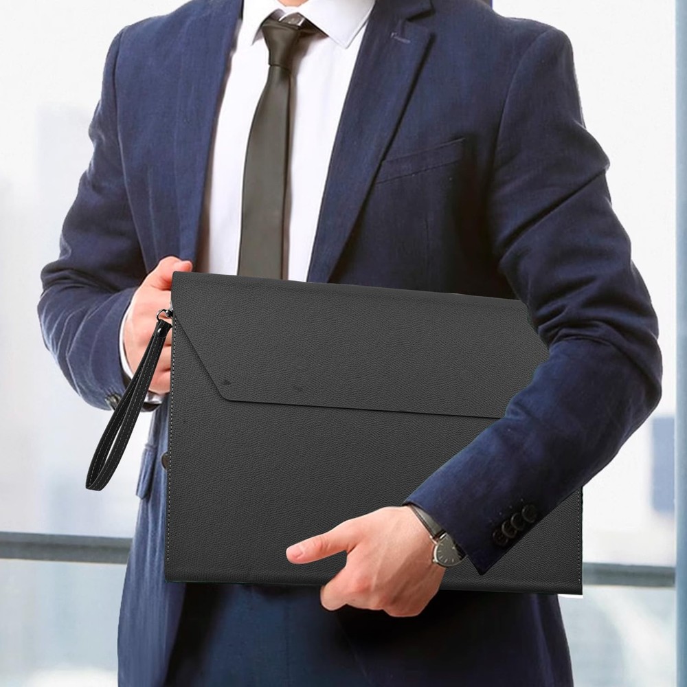 Expanding File Folder Organizer PU Leather Document Holder File Pocket Envelo...