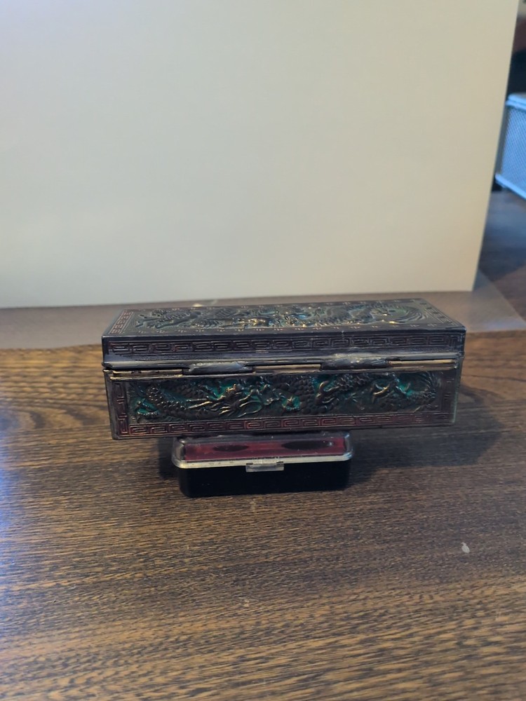 Vintage Brass Oriental Stamp Dispenser
