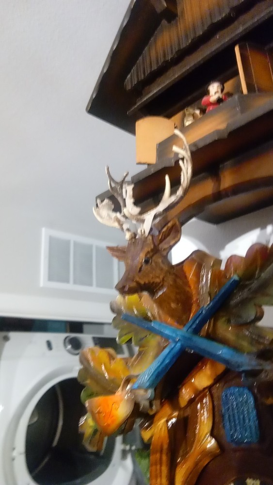 Blackforest Blue Guns Cuckoo Clock Eight Day.