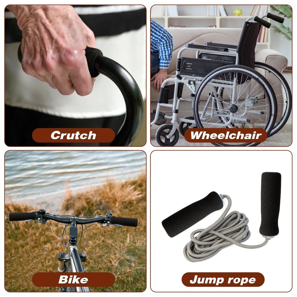 KALIONE 4 Pack Cane Grips - Black Foam Offset Handle Replacement for