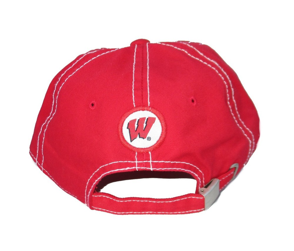 Wisconsin Badgers Distressed Bill Buckle Strapback Adjustable Hat Cap