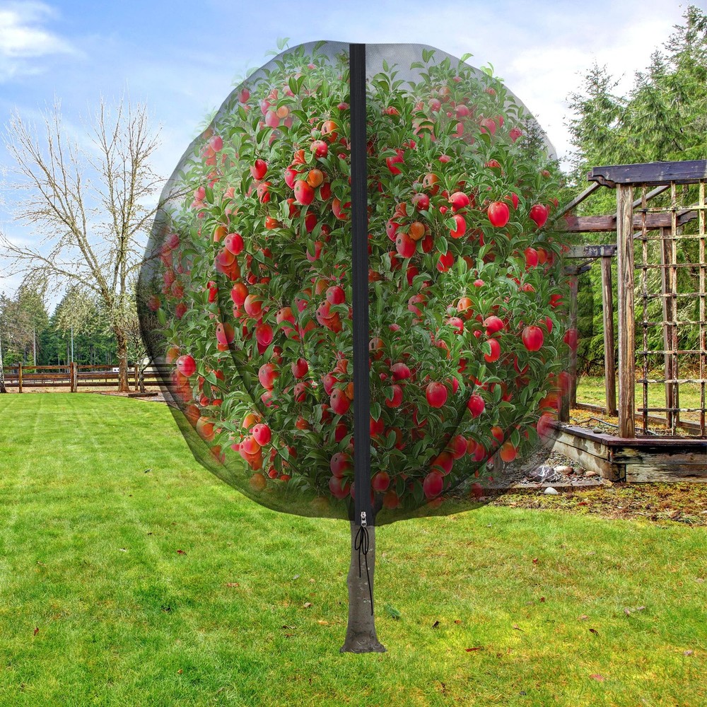 10.8 x 9.8 Ft Black Large Fruit Tree Netting with Zipper and Drawstring, Brea...