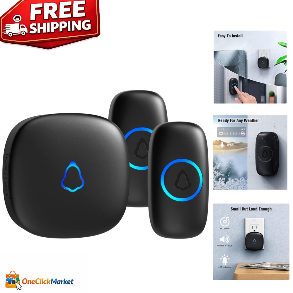 Long-Range Wireless Doorbell - 1,000ft, Weather-Resistant & Memory Function
