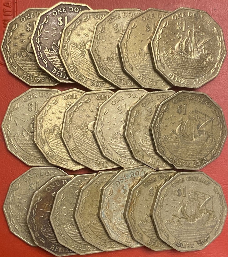 Belize 🇧🇿 20x $1 1 Dollar coins 1990-2015 Mixed Dates