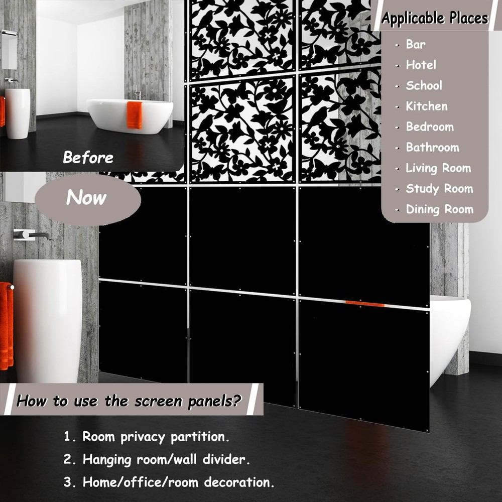 12PCS Hanging Room Divider PVC Panel Butterfly Wall Partition Set